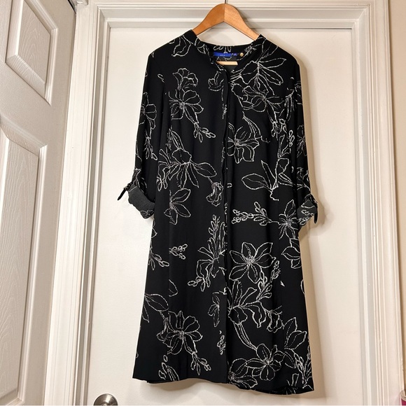 Apt. 9 Black & White Floral Pattern Button-Down Dress - Size XL - Picture 10 of 16